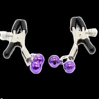 Lilac Nipple Clamps with Bells for Sensual Play