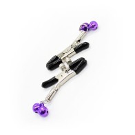 Lilac Nipple Clamps with Bells for Sensual Play