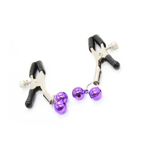 Lilac Nipple Clamps with Bells for Sensual Play