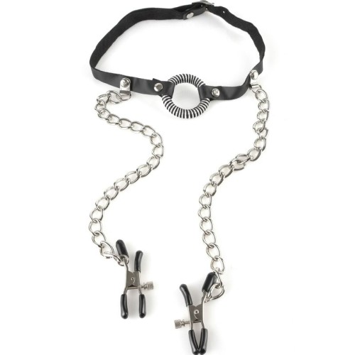 Gag with Nipple Clamps