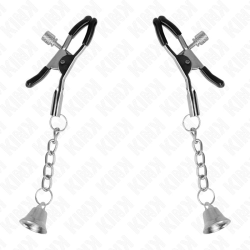 Kink Nipple Clamps with Bell Pendant Silver 6cm