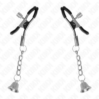 Kink Nipple Clamps with Bell Pendant Silver 6cm