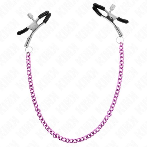 Kink Nipple Clamps with Chain Purple 30 cm