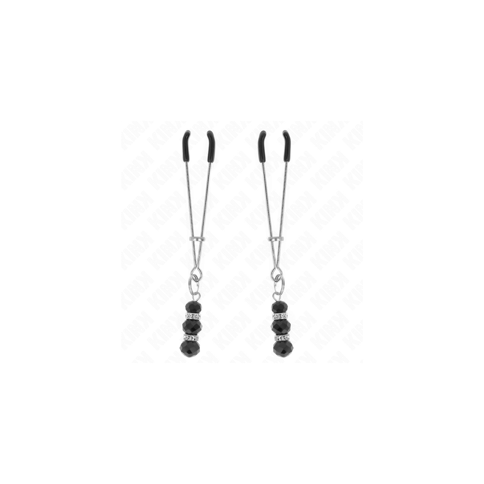 Kink Fine Nipple Clamps with Triple Black Glass Balls