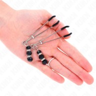 Kink Fine Nipple Clamps with Triple Black Glass Balls