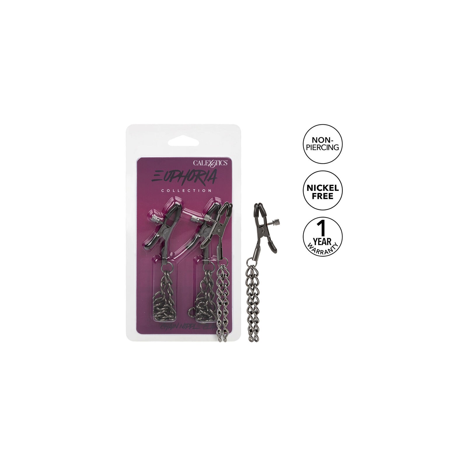 Euphoria Nipple Clamps with Chain 14.5 cm