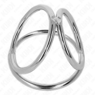 Kink - Anillo Pene Triple Metal Cromado 3.2 Cm A 4.5 Cm