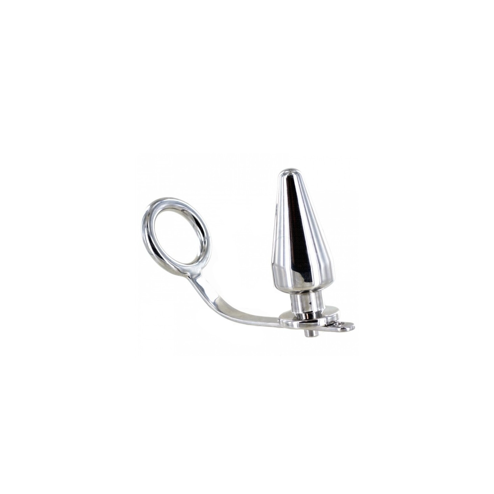 Stainless Steel Cock Ring with Anal Plug for Enhanced Pleasure