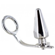 Stainless Steel Cock Ring with Anal Plug for Enhanced Pleasure