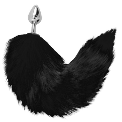 Darkness Anal Plug Silver 8 cm with Black Tail