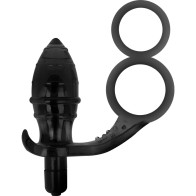 Black Anal Plug with Double Ring for Enhanced Pleasure