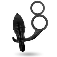 Black Anal Plug with Double Ring for Enhanced Pleasure