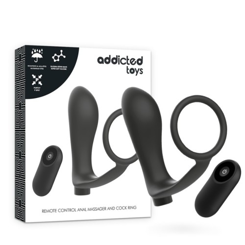 Addicted Toys Anal Plug Cock Ring Remote Control Black