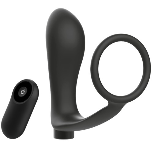 Addicted Toys Anal Plug Cock Ring Remote Control Black