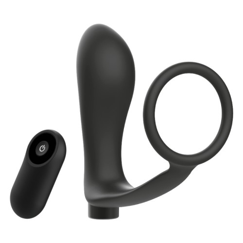 Addicted Toys Anal Plug Cock Ring Remote Control Black