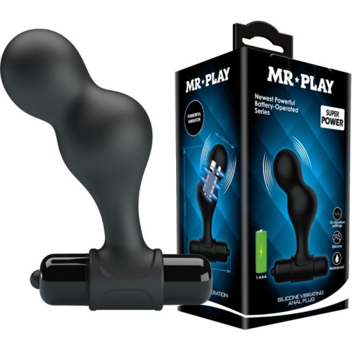 Black Silicone Anal Plug Vibrator with 10 Modes