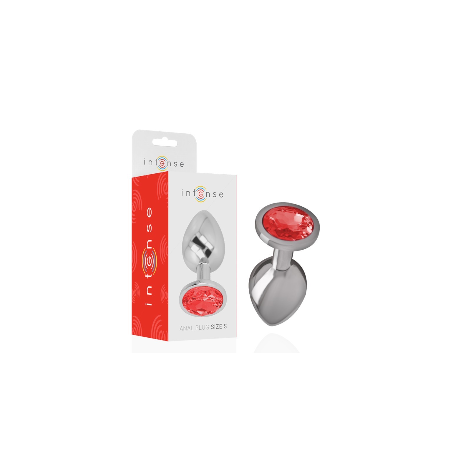 Intense - Plug Anal Metal Aluminio Con Cristal Rojo Talla S