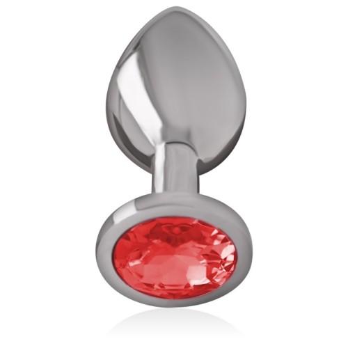 Intense - Plug Anal Metal Aluminio Con Cristal Rojo Talla S