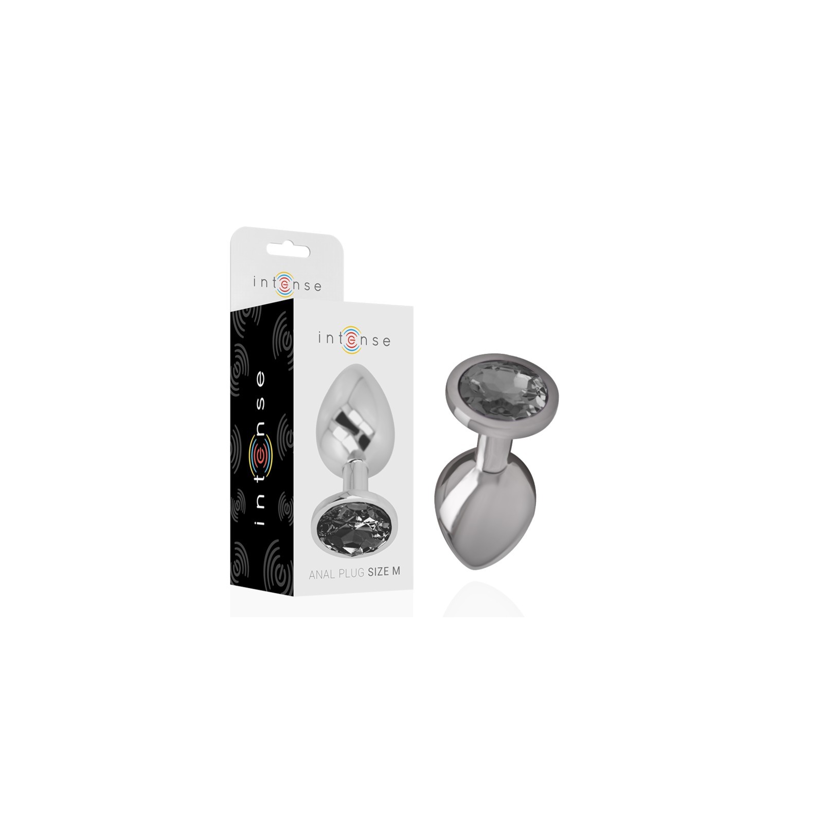 Intense - Plug Anal Metal Aluminio Con Cristal Negro Talla M