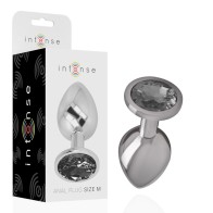 Intense - Plug Anal Metal Aluminio Con Cristal Negro Talla M