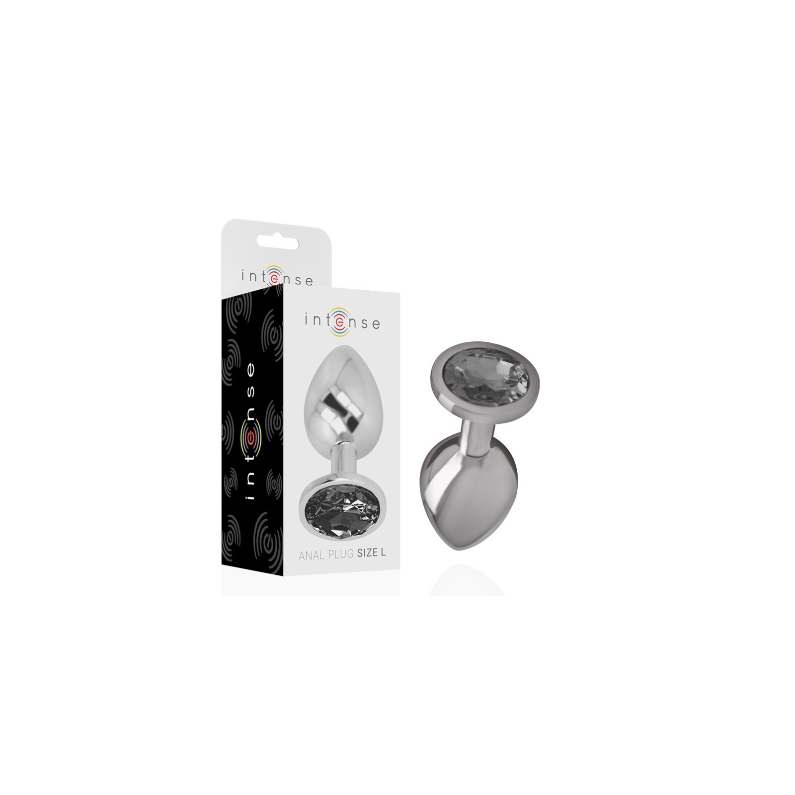 Intense Plug Anal Metal Aluminio Con Cristal Negro Talla L Glamour