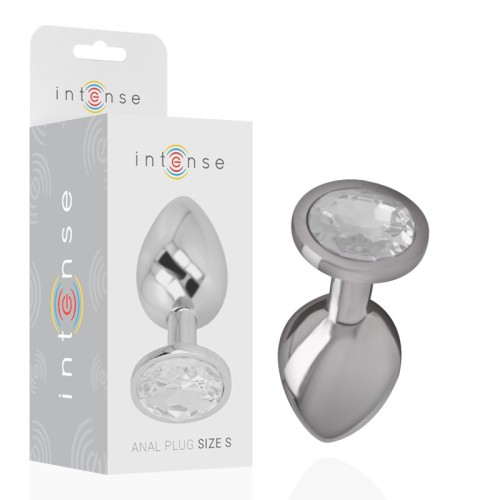 Intense Metal Anal Plug with Jewel Silver Size S