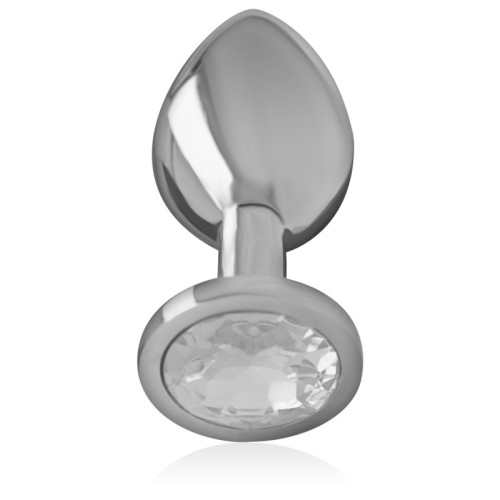 Intense Metal Anal Plug with Jewel Silver Size S