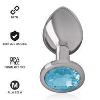 Intense Anal Plug Aluminum with Blue Crystal Size M