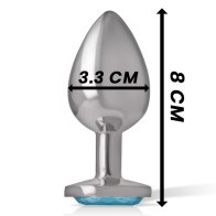 Intense Anal Plug Aluminum with Blue Crystal Size M