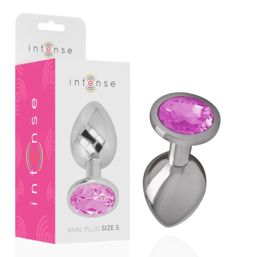 Intense Metal Anal Plug with Pink Crystal Size S