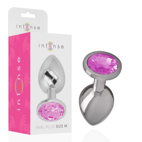 Intense Aluminum Anal Plug with Pink Crystal - Glamorous Pleasure