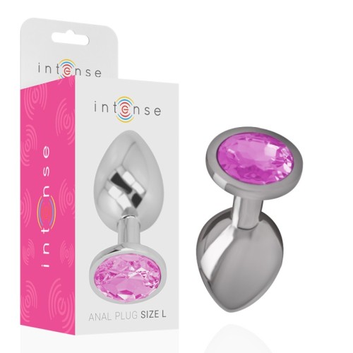 Intense Metal Anal Plug with Pink Crystal - Elegant Pleasure