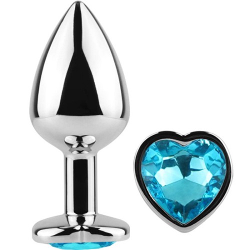 Secretplay Plug Anal de Metal Corazón Azul Talla S 7cm - Perfecto para Principiantes