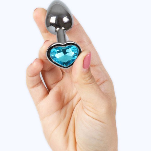 Secretplay Plug Anal de Metal Corazón Azul Talla S 7cm - Perfecto para Principiantes