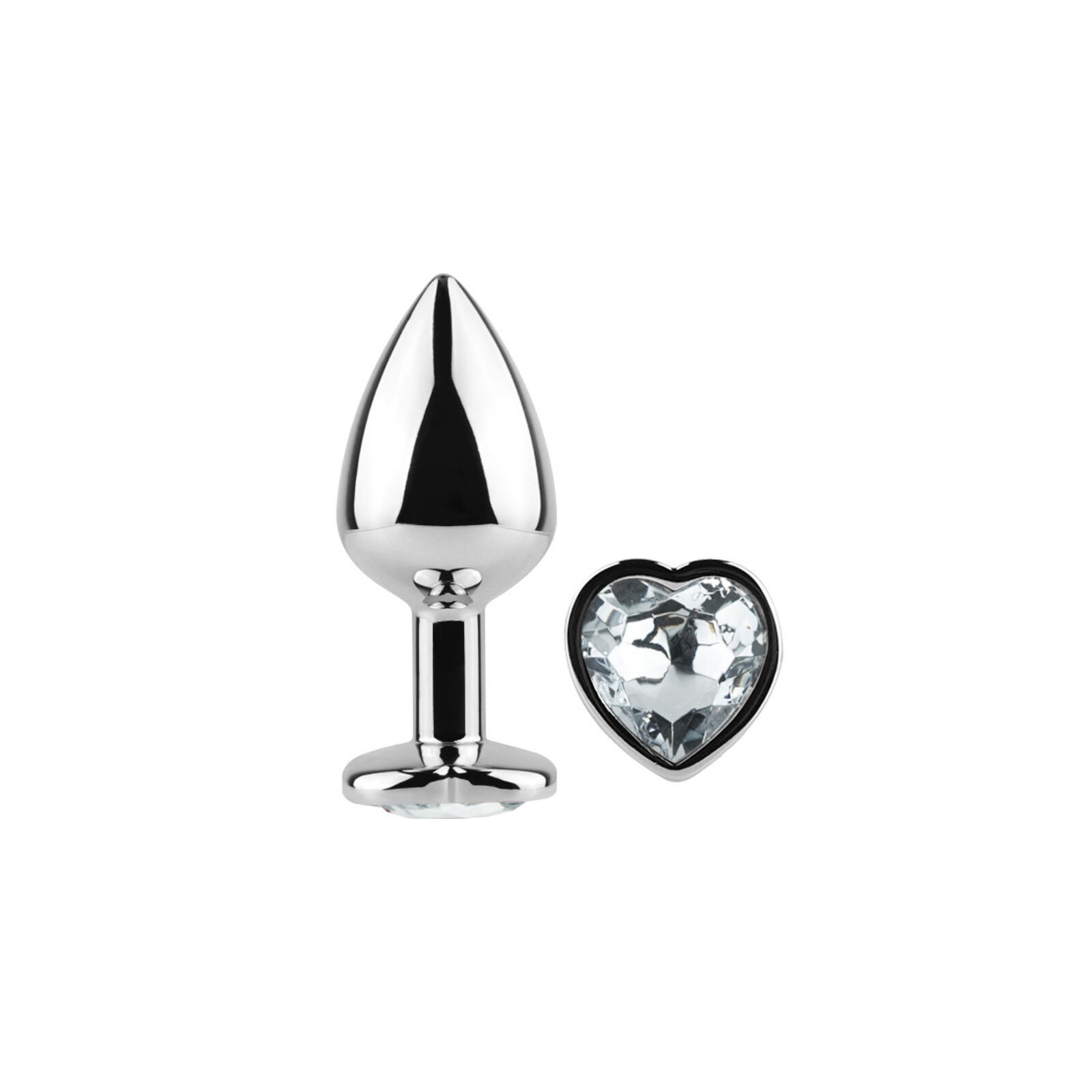 Secretplay Metal Butt Plug Corazón Transparente Talla S 7 Cm