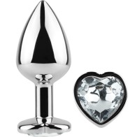 Secretplay Metal Butt Plug Corazón Transparente Talla S 7 Cm