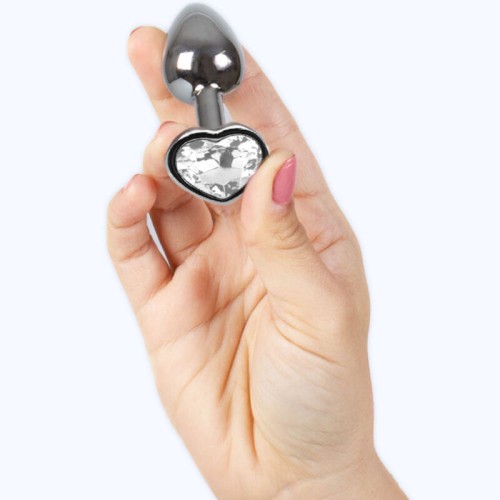 Secretplay Metal Butt Plug Corazón Transparente Talla S 7 Cm