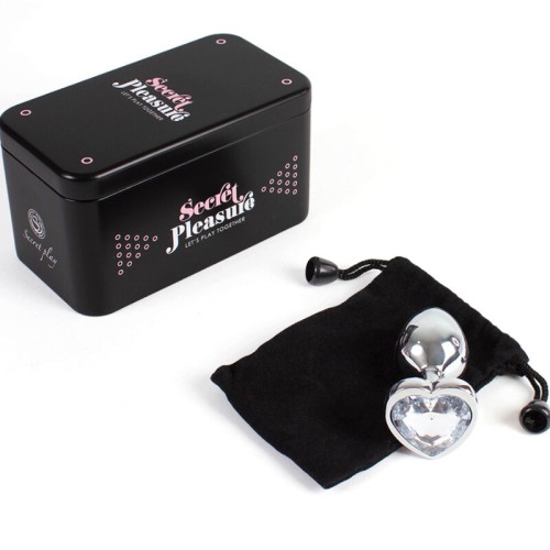 Secretplay Metal Butt Plug Corazón Transparente Talla S 7 Cm