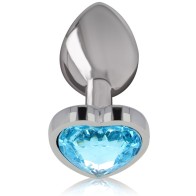 Intense Heart Aluminum Anal Plug Blue Size M