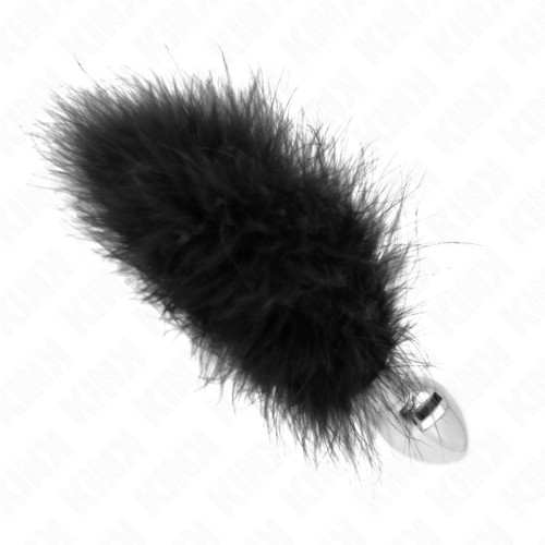 Kink Anal Plug 11 x 7 cm Stainless Steel with Feather 11 cm - Fantasy Accessories