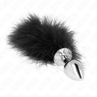 Kink Anal Plug 11 x 7 cm Stainless Steel with Feather 11 cm - Fantasy Accessories