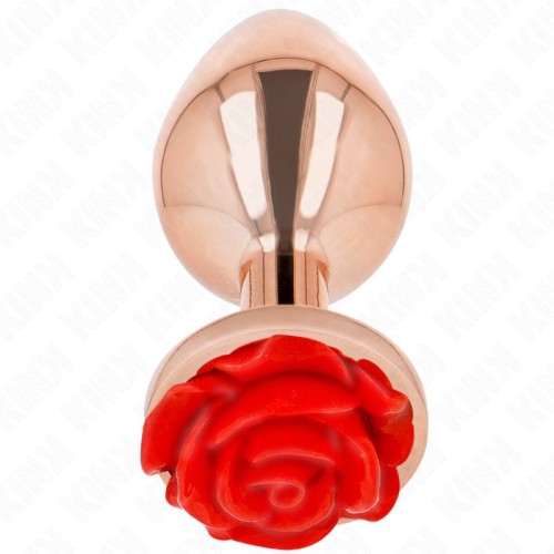 Kink - Plug Anal Oro Rosado con Adorno de Rosa Roja