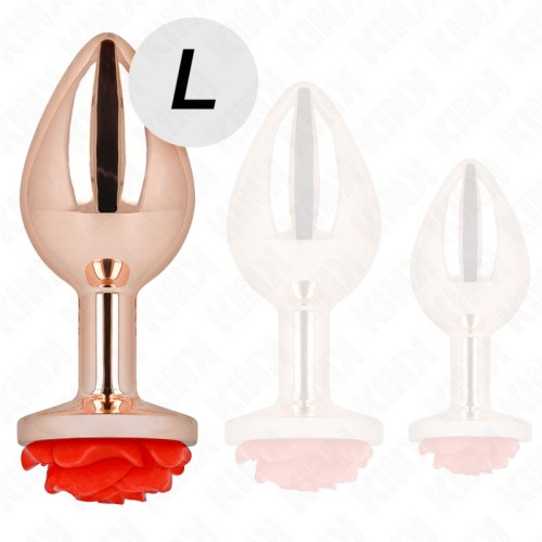 Kink - Plug Anal Oro Rosado con Adorno de Rosa Roja