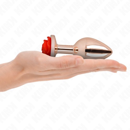 Kink - Rose Gold Anal Plug with Red Rose