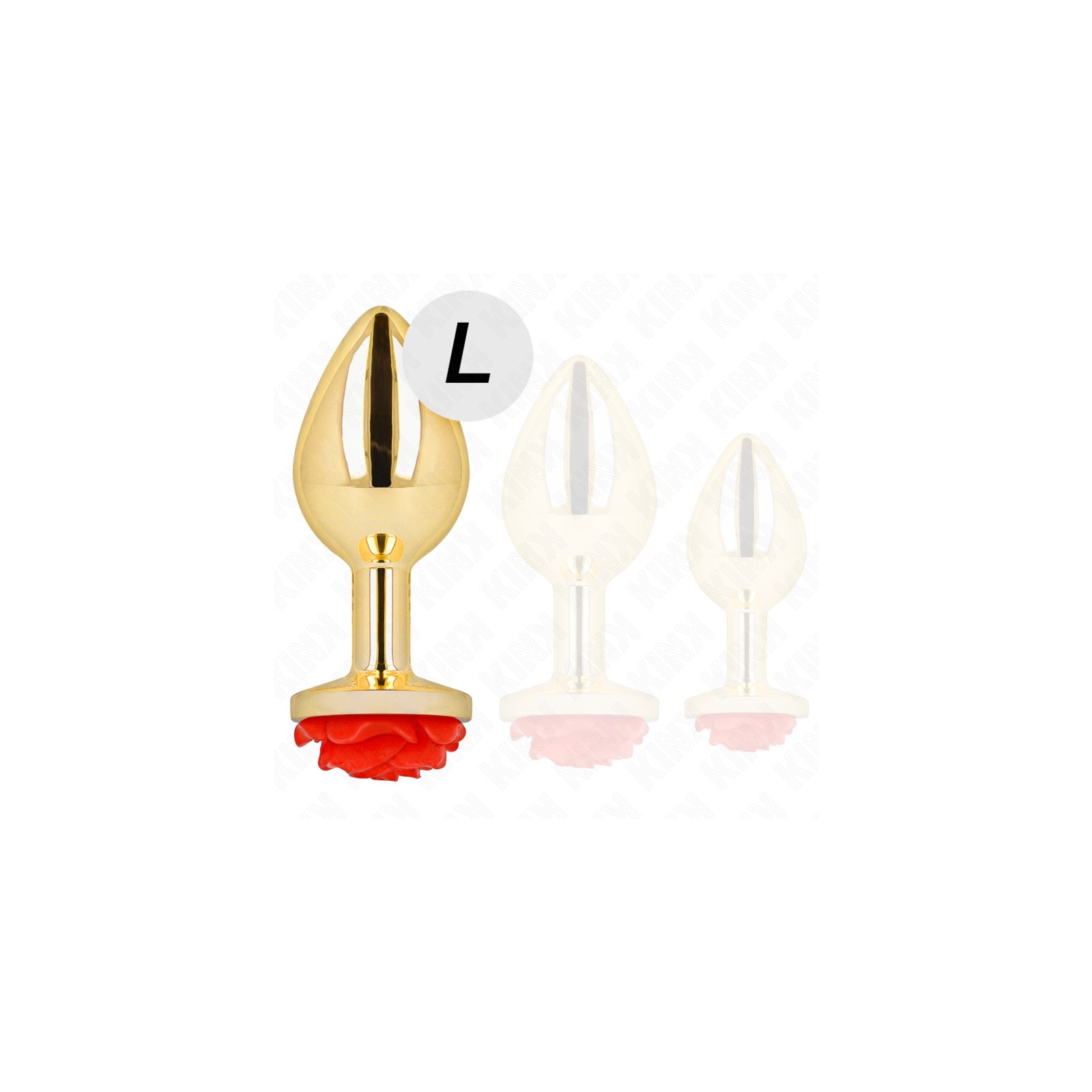 Kink Plug Anal Dorado Rosa Roja Talla L