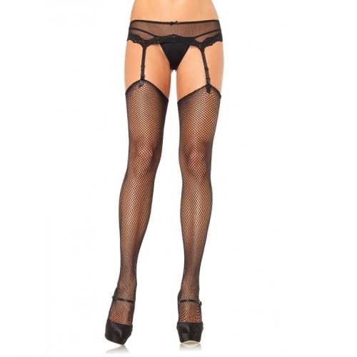 Leg Avenue Silicone-Free Stay-Up Fishnet Stockings