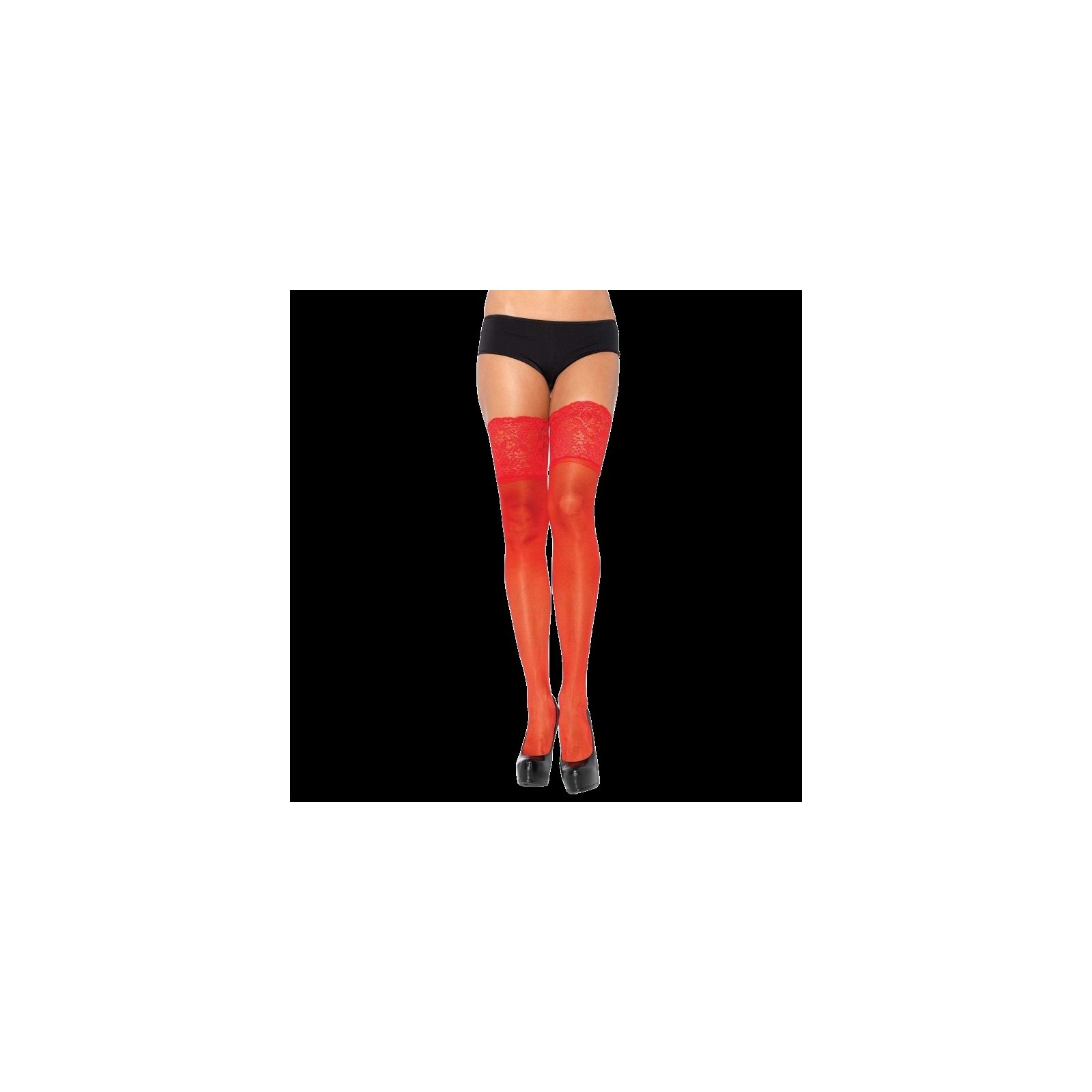 Leg Avenue Red Adhesive Lace Stockings One Size