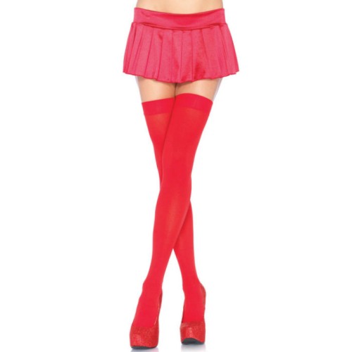 Opaque Red Thigh High Stockings for a Bold Look