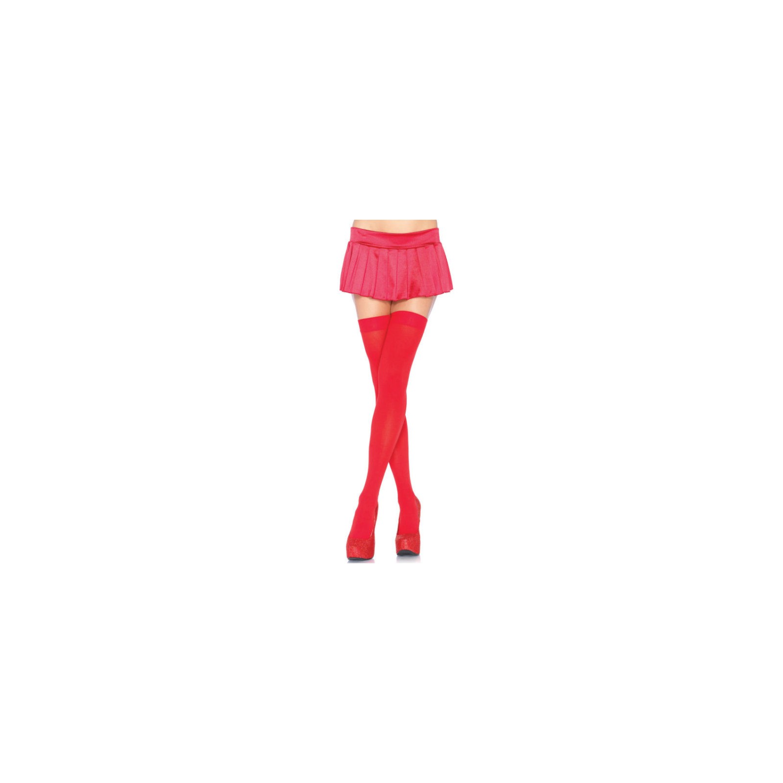 Opaque Red Thigh High Stockings for a Bold Look