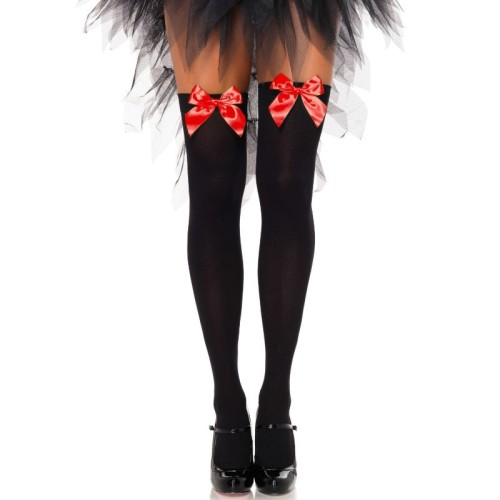 Leg Avenue High Stockings with Red Bow